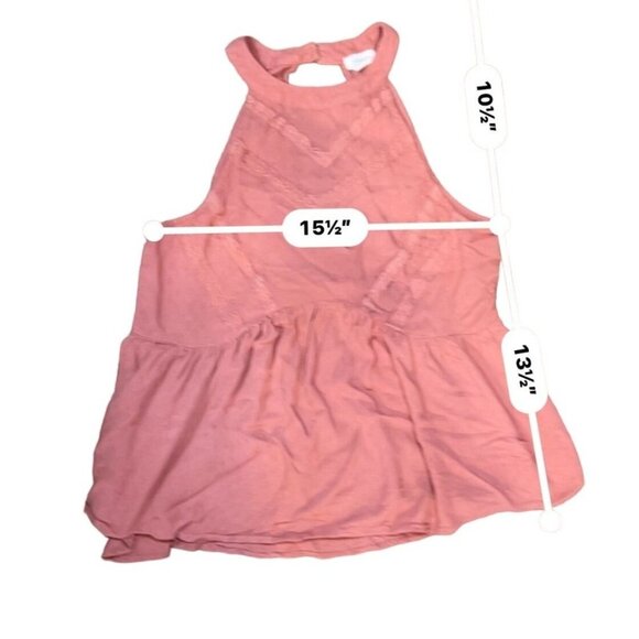 (6 for $25)Eyeshadow Boho Sleeveless Halter Peplum Babydoll Top size small - Picture 8 of 8